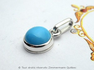 Pendentif argent turquoise 8mm